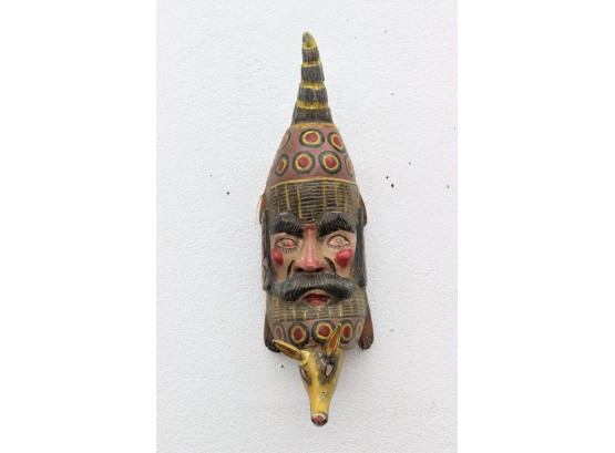 Carved And Painted Mexican Shamanic Dance Mask