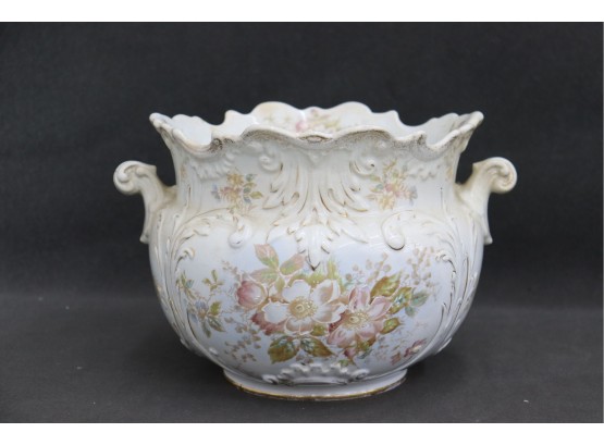 E.P. Coy Antique Victorian Semi-Vitreous Porcelain Planter, Colonial Pattern