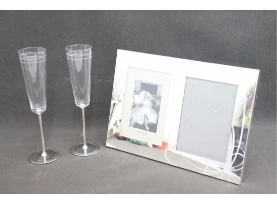Kate Spade Mr. & Mrs. Champagne Glasses And Photo Frame Set