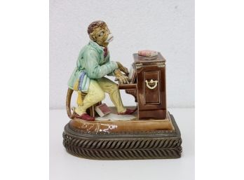 Piano Playing Monkey Dressed For Success Electric Opera Ceramic Figurine