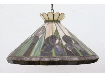 Vintage Iris Pattern Leaded Stained Glass Hanging Shade Light Fixture . We Have The Missing Top Peices