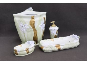 White Lily Nouveau-inspired Porcelain Bath Accessory Set - Croscill Home Fashions