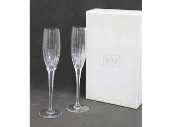 Two Crystal Champagne Flutes - Mikasa Arctic Lights - In Original Box