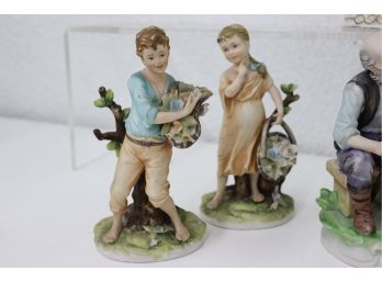 Group Lot Of Seven Porcelain Life Character Figurines - Couples And Singles - Some Lefton