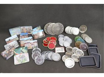 Big Giant Lot Of Small Useful Objects: Huge Coasters, Trays, And Trivets - Varied Styles And Materials