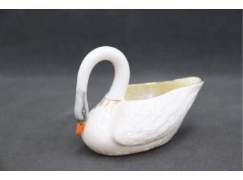 Vintage Belleek (5th Mark) Parian China Swan Figurine - Irish Porcelain  (if Used As A Gravy Boat: Eew. Gross)