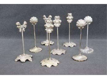 Set Of Eight Tall Place Card/Table Card Holders - Clam Shells And Ribbins