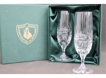 QE2 Inscribed Crystal Champagne Shorties - New, With Box -  Burns Crystal From Scotland