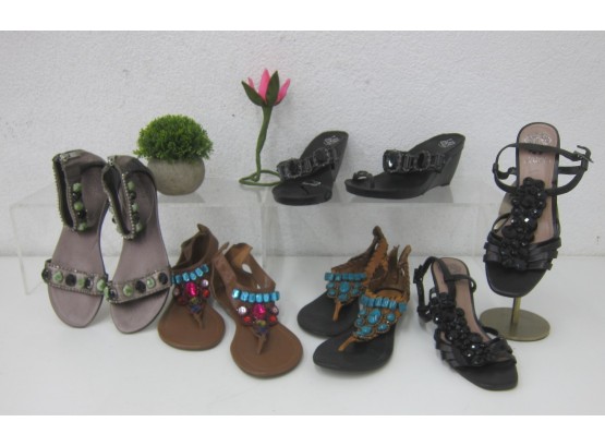 Group Lot Of Women's Sandals -New & Used Size 8