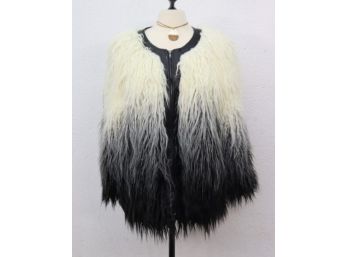 WD NY White & Gray & Black Mix Fuzzy Faux Fur Jacket -New Size M/L
