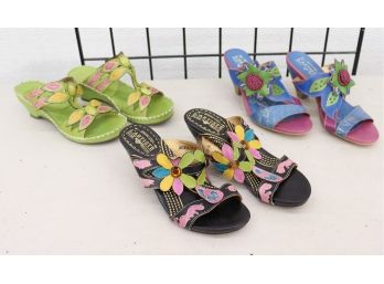 Groovy And Glorious: Three Pairs NEW L'Artiste Spring Step Sandals - Sizes 38/39