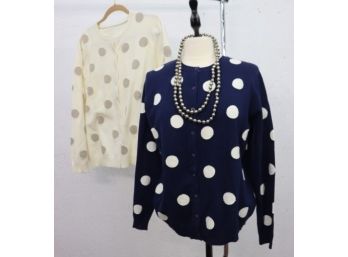 Two (2) Polka Dot  Button Down Sweaters- NEW Size Small