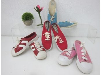 Four Pair Of Slip On Sneakers -size 8