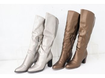Two Pairs SPORTO Just Under The Knee Zipper Boots