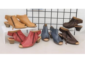 4 Pairs New Kristy Wide Peep-Toe, Sling Back Booties - Earth Shoes -Size 7.5 - All New -leather