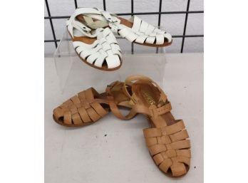 Two Pairs Brazilian Latinas Leather Lattice Sandals - Used, Previously Worn