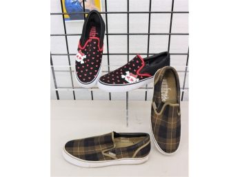 Two Pairs New Punkrose Slip-on Sneakers, Sizes 7.5 And 8