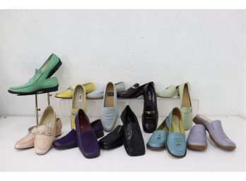 Bursting Pastels And Shiny Blacks Lot: 10 Pairs Loafers Lauren, BGBG, AK2, Etc - Previously Worn, Most Size  8