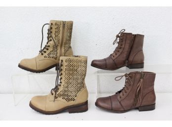 Two Pairs Boho Chic Lace & Zip Booties