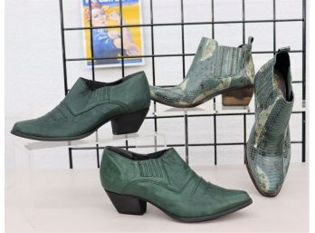 New Two Pair Booties In Greens - Steve Madden And Vince Camuto