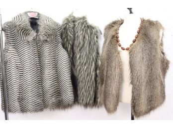 Three (3) Faux Fur Vest, NEW Size M/L