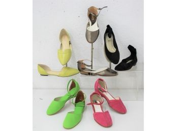 Group Of Five Groovy Flats And Sling Backs, Including Kalliste And Tahari - Used, Previously Worn
