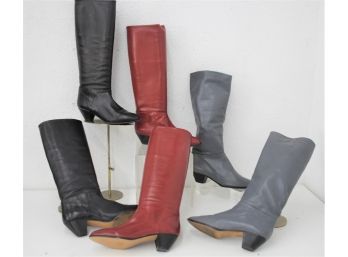 Boot Trio: Same Style In Three Different Colors - Size 8, Previously Worn