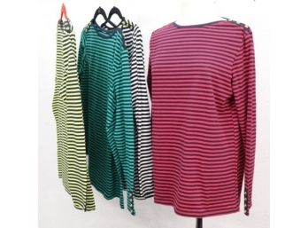 Four (4) Dg2 Diane Gilman Classic Boatneck Long Sleeve Tees NEW-size M