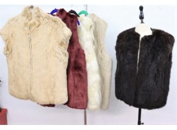 Group Lot Of Five (5) Faux Fur Vest -NEW Size M/L