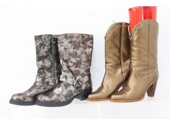 Pointy Toe Zodiac Cowgirl Boots And Urban Camo Boots -  Previously Worn