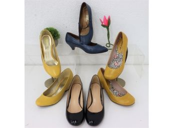 Black And Blue And Yellows - Four Pairs Solid Pumps, Madden Girl, Qupid, Et Al. - Mixed New/Used