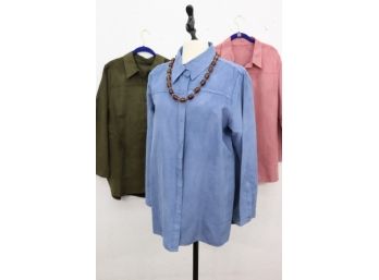 Three (3) Color Suede Shirts-women NEW Size M/L