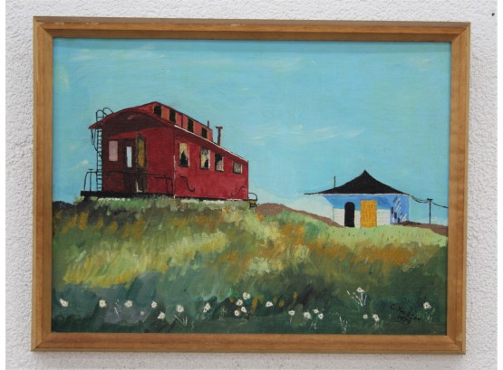Loose Caboose, Original Acrylic On Board, Signed And Dated By Artist - C. Jackson
