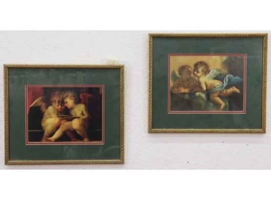 Winged Baby Angels, Pair Of Cherubim Framed Color Prints