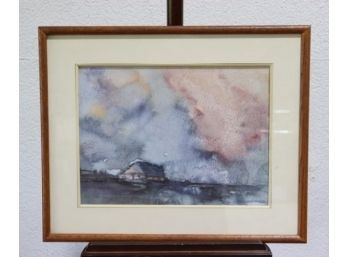 Ethereal Original Watercolor CloudSkyScape, Framed And Glazed