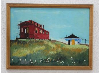 Loose Caboose, Original Acrylic On Board, Signed And Dated By Artist - C. Jackson