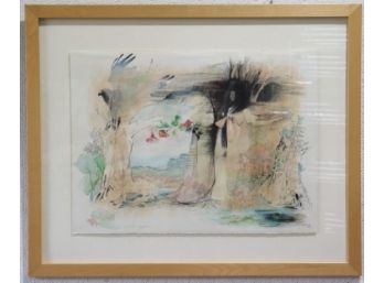 Ink & Wash Watercolor On Paper, Signed, Dated And Framed Under Glass (1983)