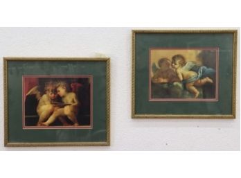 Winged Baby Angels, Pair Of Cherubim Framed Color Prints