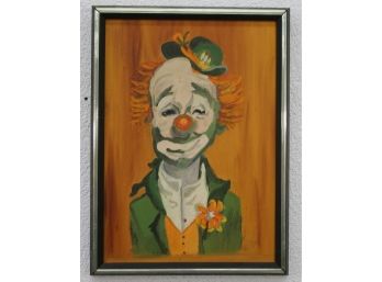 A Clown On Orange, M. Prager, Oil On Canvas, Signed