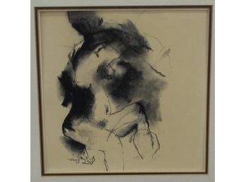 Nude In Charcoal On Paper, Signed And Dated By Artist, Tager '67