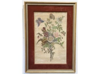 Chinoiserie-Inspired Print - Flowers And Butterflies - Elegant And Fine Mat & Frame