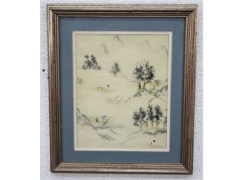 Dreamy Original Sumi-e Style Ink & Wash By Barbara Sills, Signed And Dated By Artist, '76