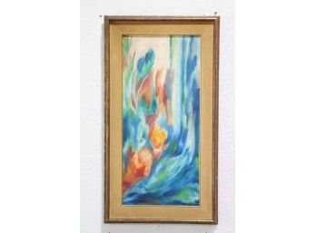 Vintage Colorful Abstract, Original On Canvas, Framed