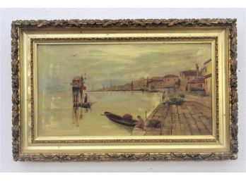 Vintage Oil Painting, Trabocco Fishing Scene, Signed And Dated Lower Center