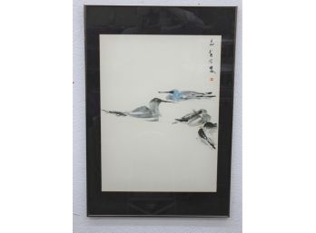 Three Birds, Framed Original In The Ling Nan School