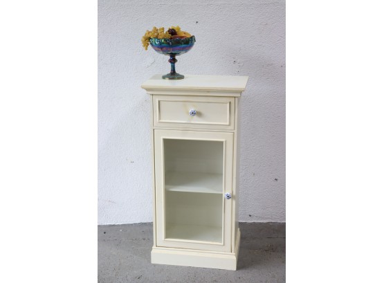 Federal Style Night Stand In Antique White With Blue & White Ceramic Pulls