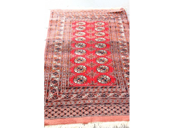 Geometrical Persian Rug In Reds And Black - Size: 58' X 37'