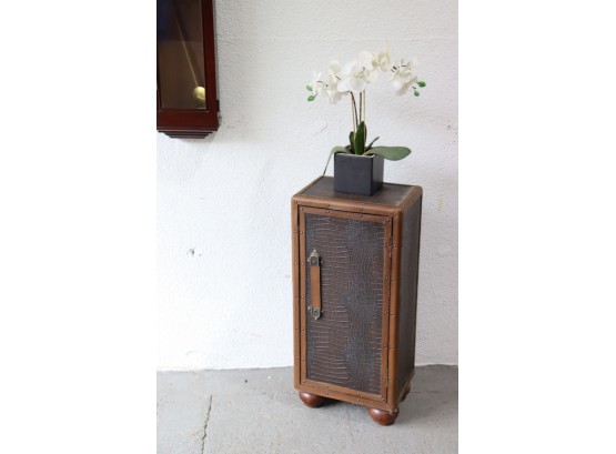Decorative Footed Cabinet Posing As A Vintage Style Steerage Trunk