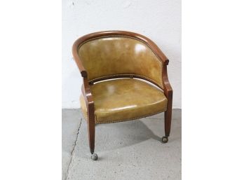 Classic Tub Chair - Sandy Maple Naugahyde And Sherherd Casters
