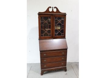 Vintage Mahogany Georgian Style Butler's Secretary (shows Some Wear And Repaired Damage - See Photos)